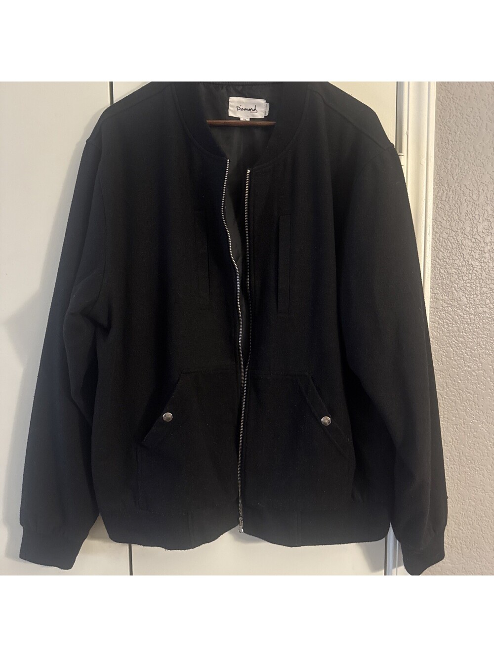 Diamond Supply Co. Men’s Bomber Jacket Black Skateboard Full Zip Streetwear XL